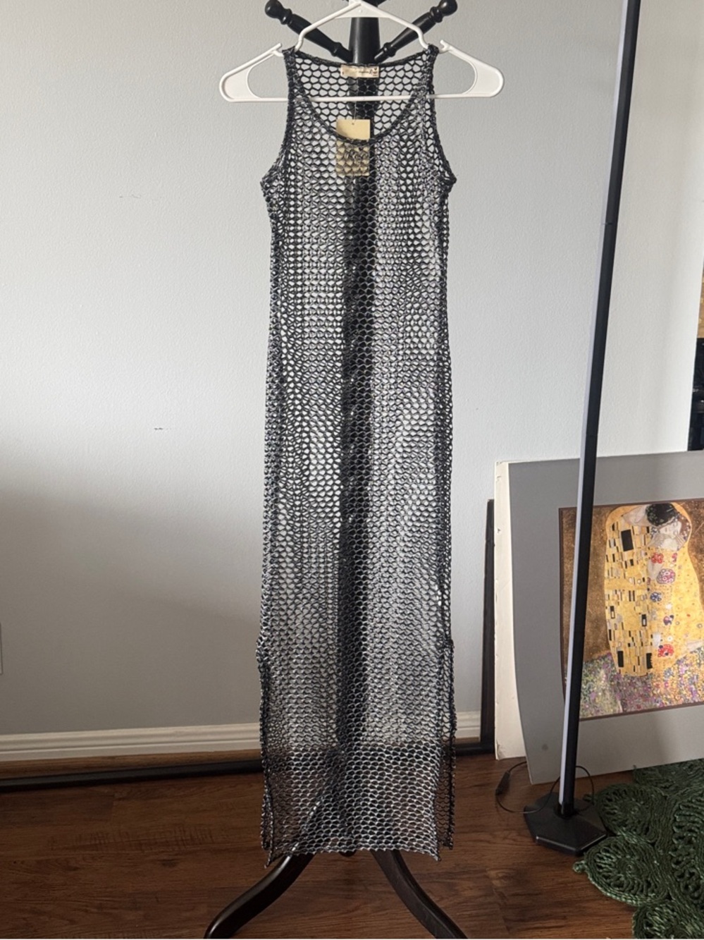 Bullet Gray Crochet Maxi Cover-Up Dress